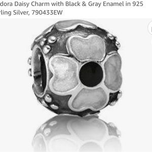 Pandora Silver Daisy Enamel Charm gray and black. Worn on necklace one time.